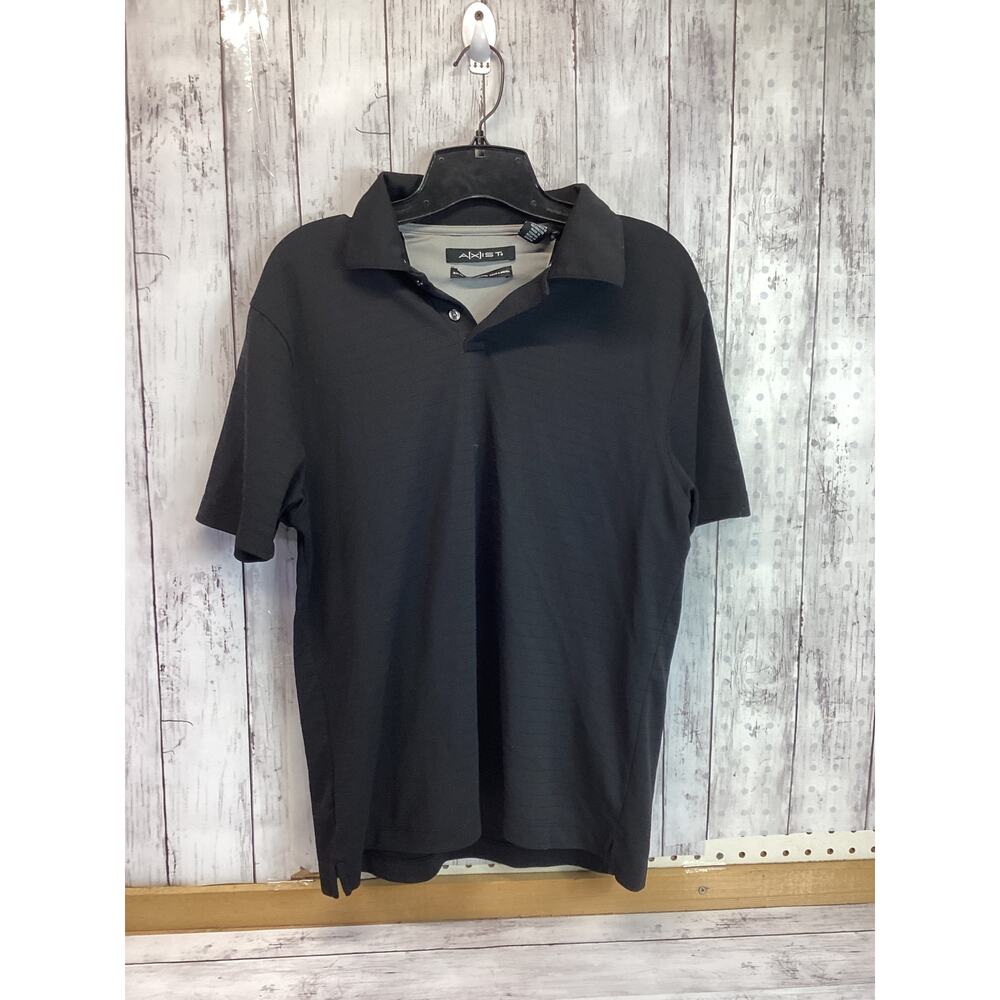 Axist Men's Collared Polo T-Shirt 100% Polyester 3 Buttons Plain Black Size M